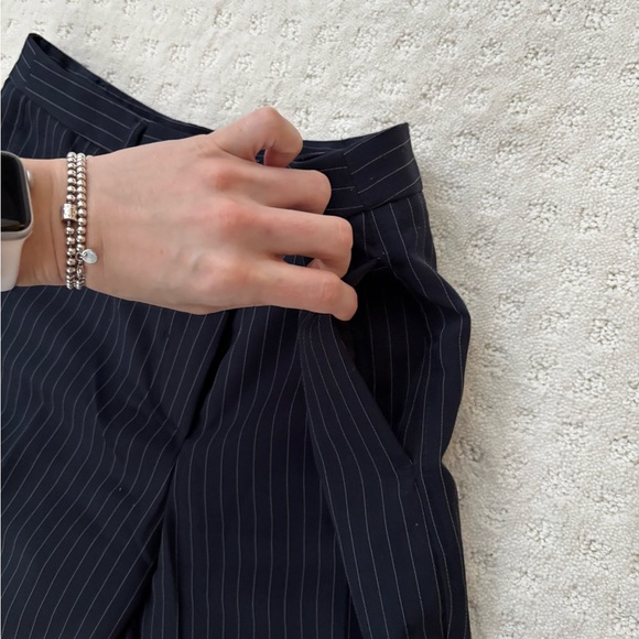 Navy blue pinstripe straight leg dress pants - Picture 12 of 14